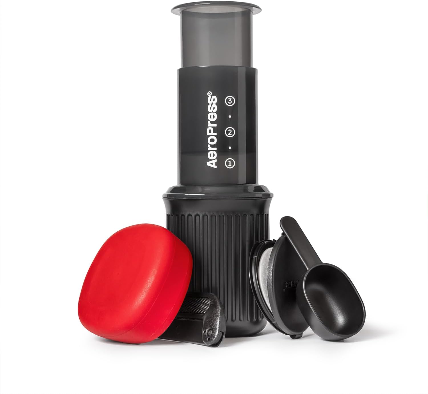 AeroPress Go portable coffee maker kit with its travel mug