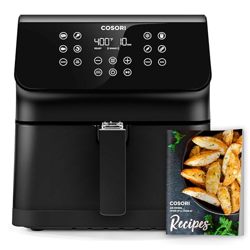 COSORI Lite 2.1-quart mini air fryer with recipe booklet